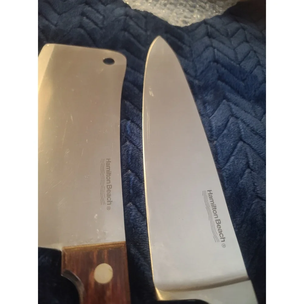 Hamilton Beach Kitchen Knife Set Stainless Steel Cleaver Chef Knife Wood 13